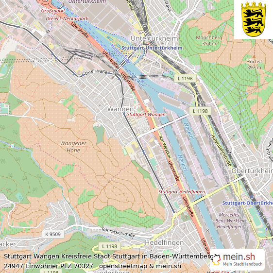 Stuttgart Wangen  Lageplan